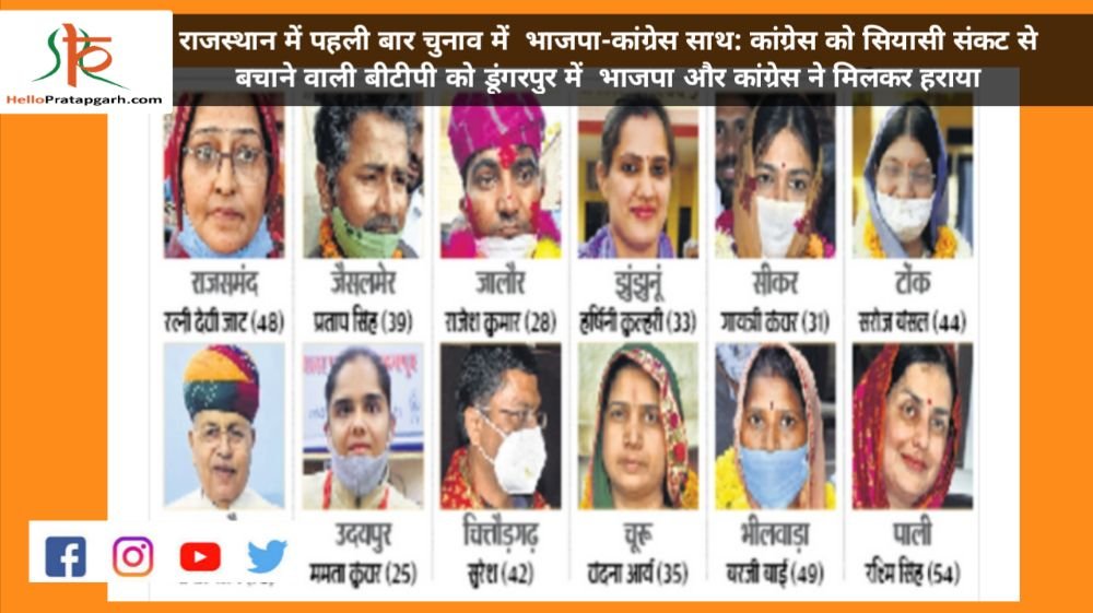 राजस्थान में पहली बार चुनाव में  भाजपा-कांग्रेस साथ: कांग्रेस को सियासी संकट से बचाने वाली बीटीपी को डूंगरपुर में  भाजपा और कांग्रेस ने मिलकर हराया