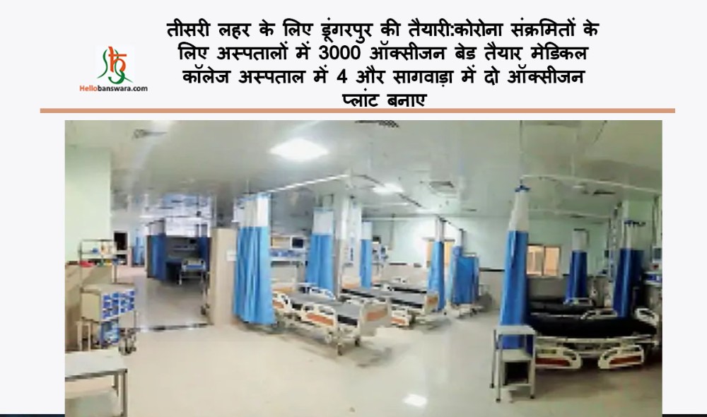 तीसरी लहर के लिए डूंगरपुर की तैयारी: कोरोना संक्रमितों के लिए अस्पतालों में 3000 ऑक्सीजन बेड तैयार मेडिकल कॉलेज अस्पताल में 4 और सागवाड़ा में दो ऑक्सीजन प्लांट बनाए